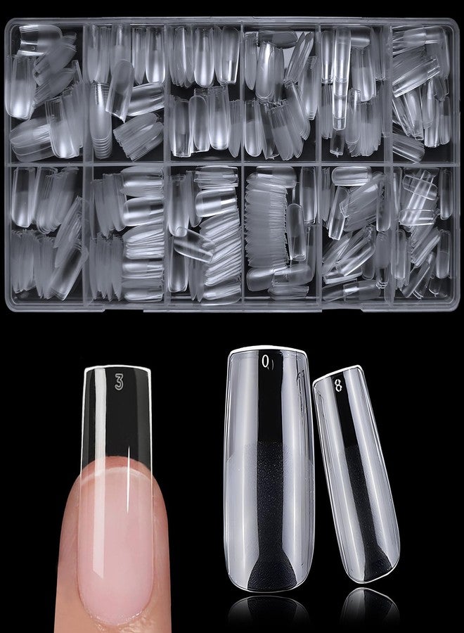 Lifextol 600pc Medium Square Nail Tips Fake Nails Press on Nails Clear Nail Tip Full Cover False Nails Artificial Fingernail, 12 Size Soft Gel Nail Tips Square for Acrylic Nail Gel Nail Extensions - Image 1